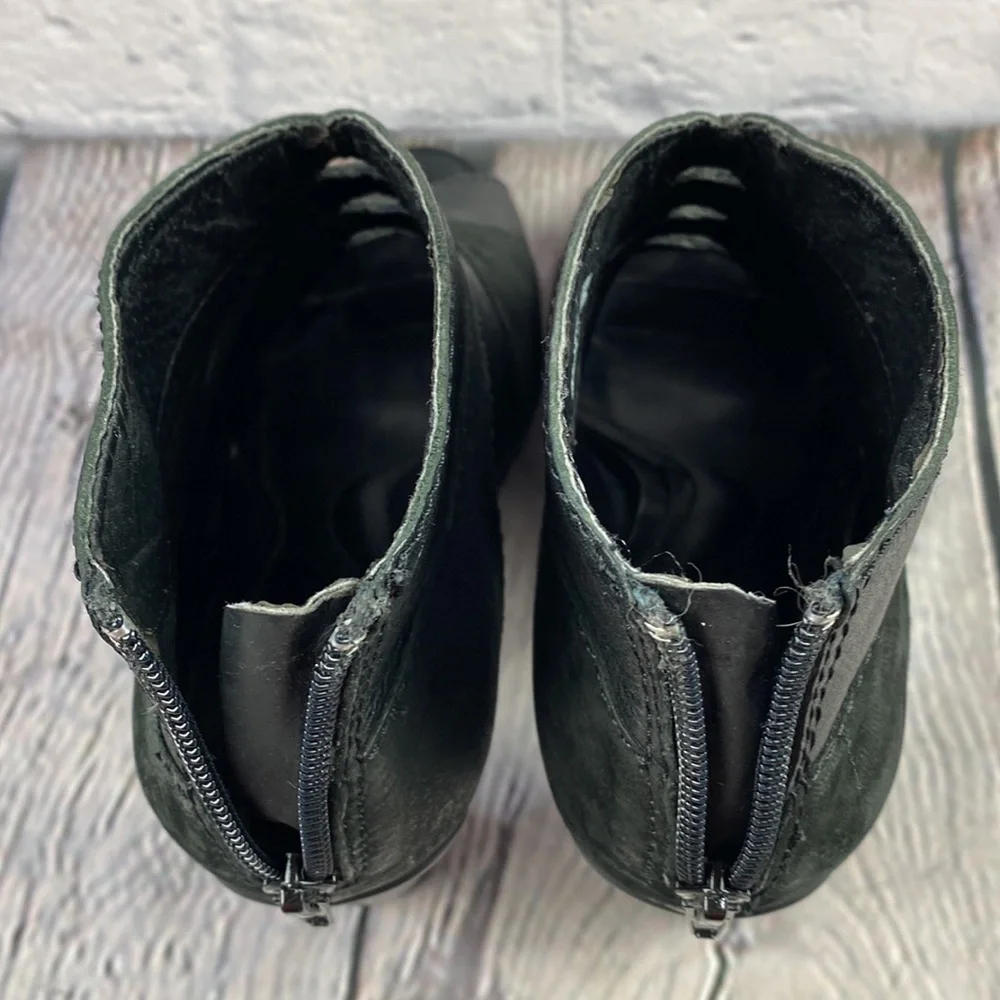 FOSSIL Black Leather & Suede Back Zip Up High Heels - Picture 17 of 17